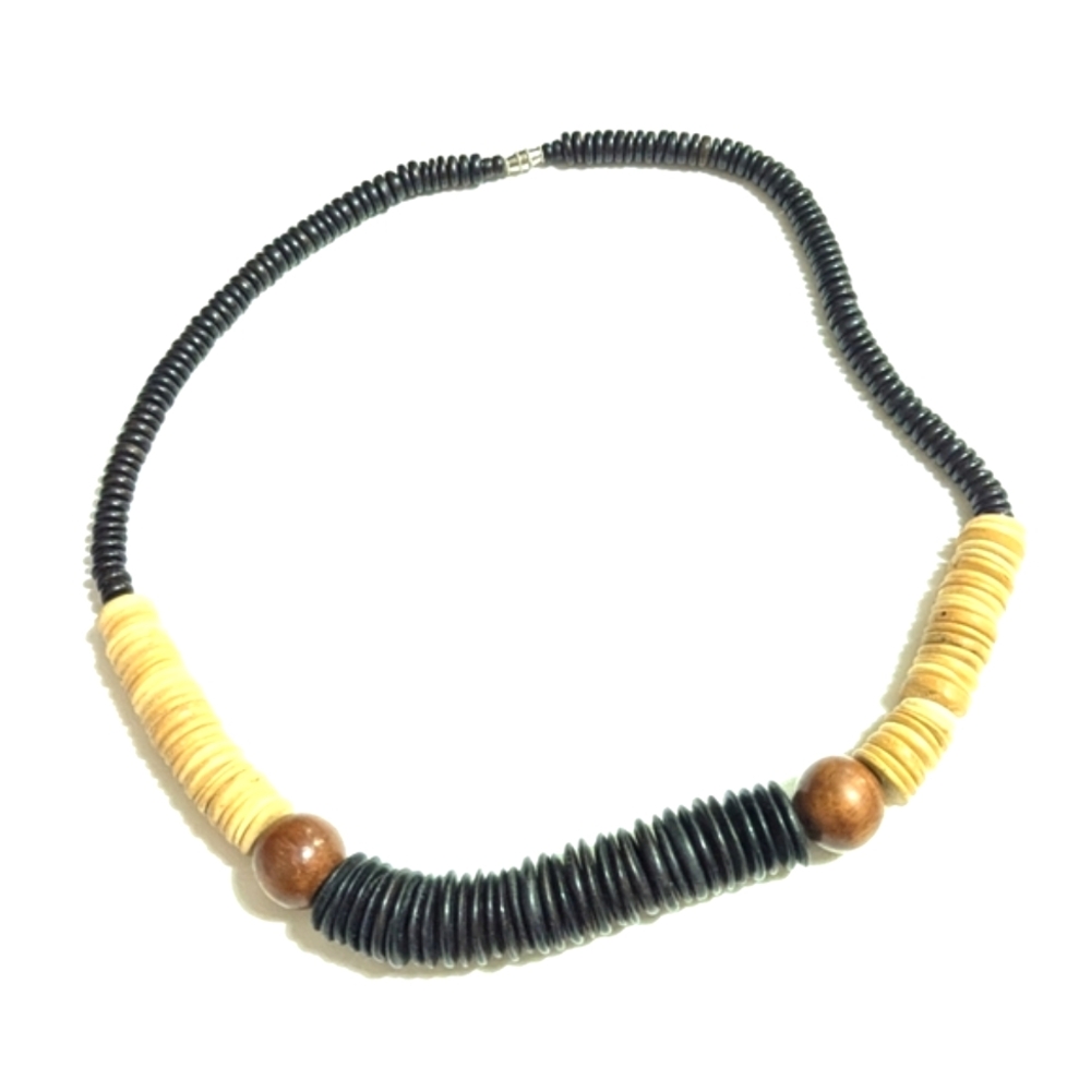 Vintage | Wood Beaded Necklace | Bohemian | Natural | Beachy | Mermaid | Surf